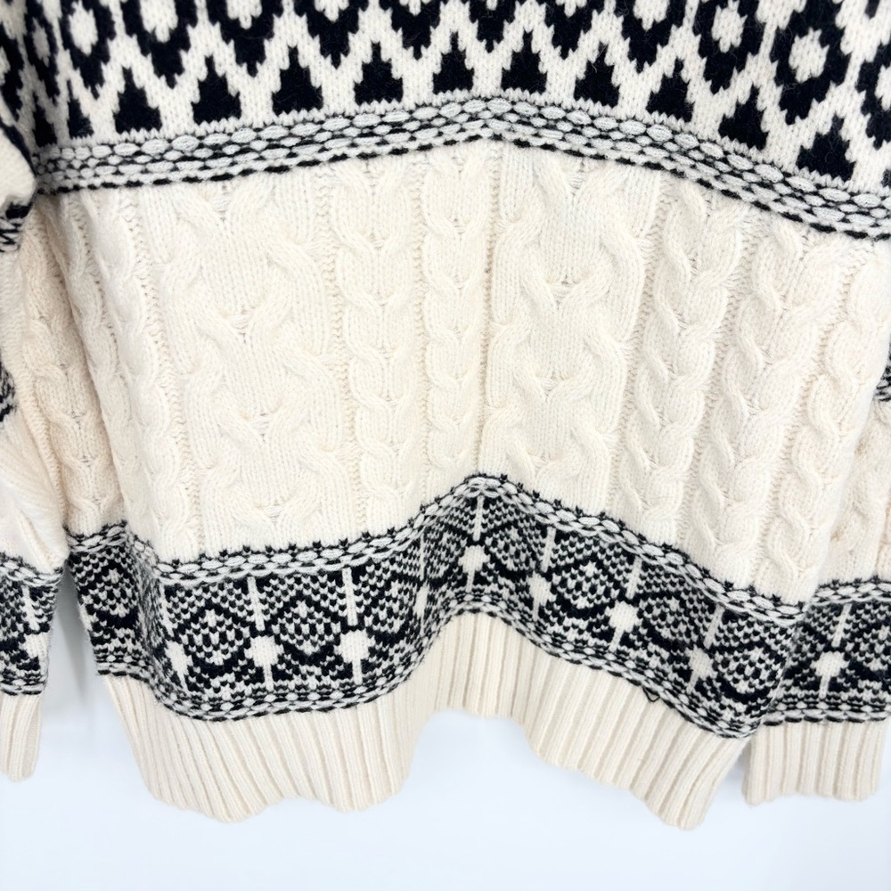 Line‎ & Dot Montana Fair Isle Sweater Size Medium NEW Cable Knit Cabin Evereve - Picture 3 of 8
